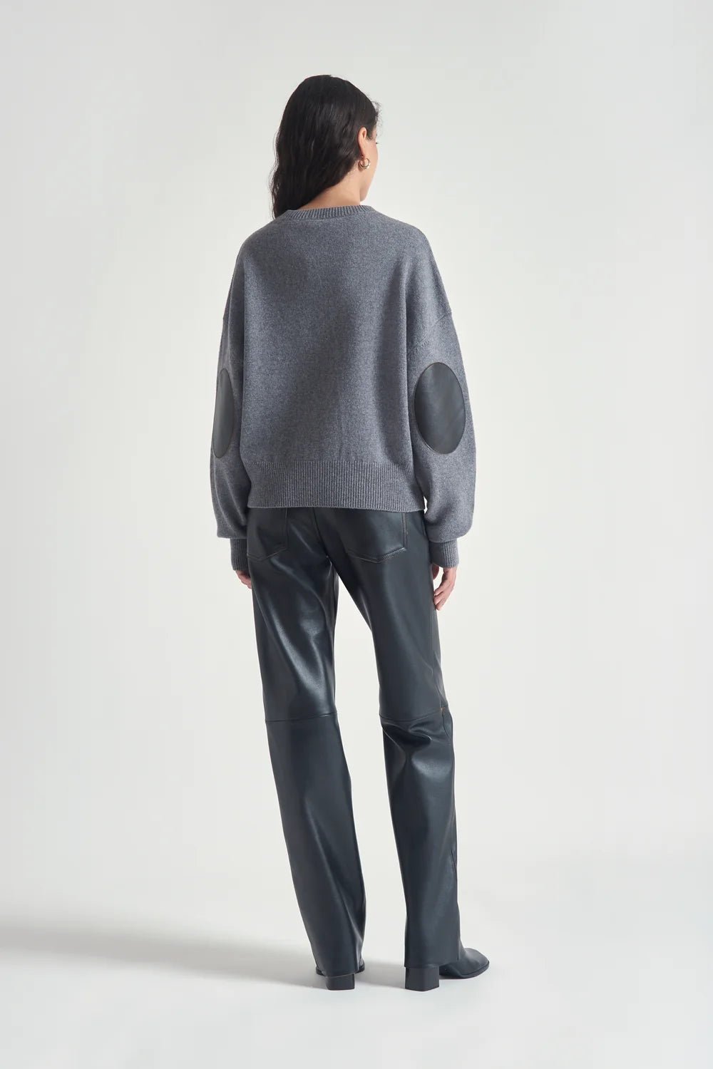 Maglioncino girocollo grigio con toppe in pelle - YES SHOPMaglioniGRIFONIG3AC0020-XXS1439488567871