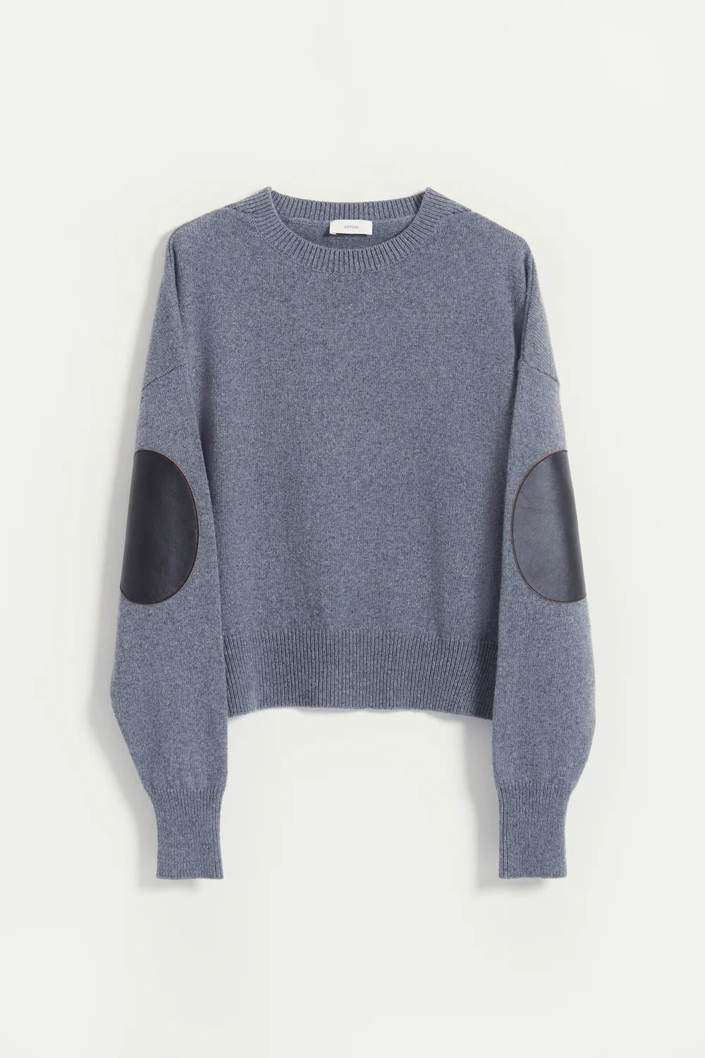 Maglioncino girocollo grigio con toppe in pelle - YES SHOPMaglioniGRIFONIG3AC0020-XXS1439488567871