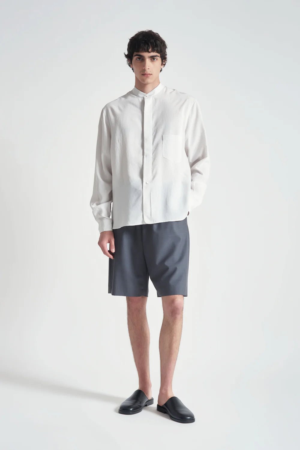 Camicia a righe bianca con collo coreano - YES SHOPCamicieGRIFONIG6AB0038-IT 385718659254771
