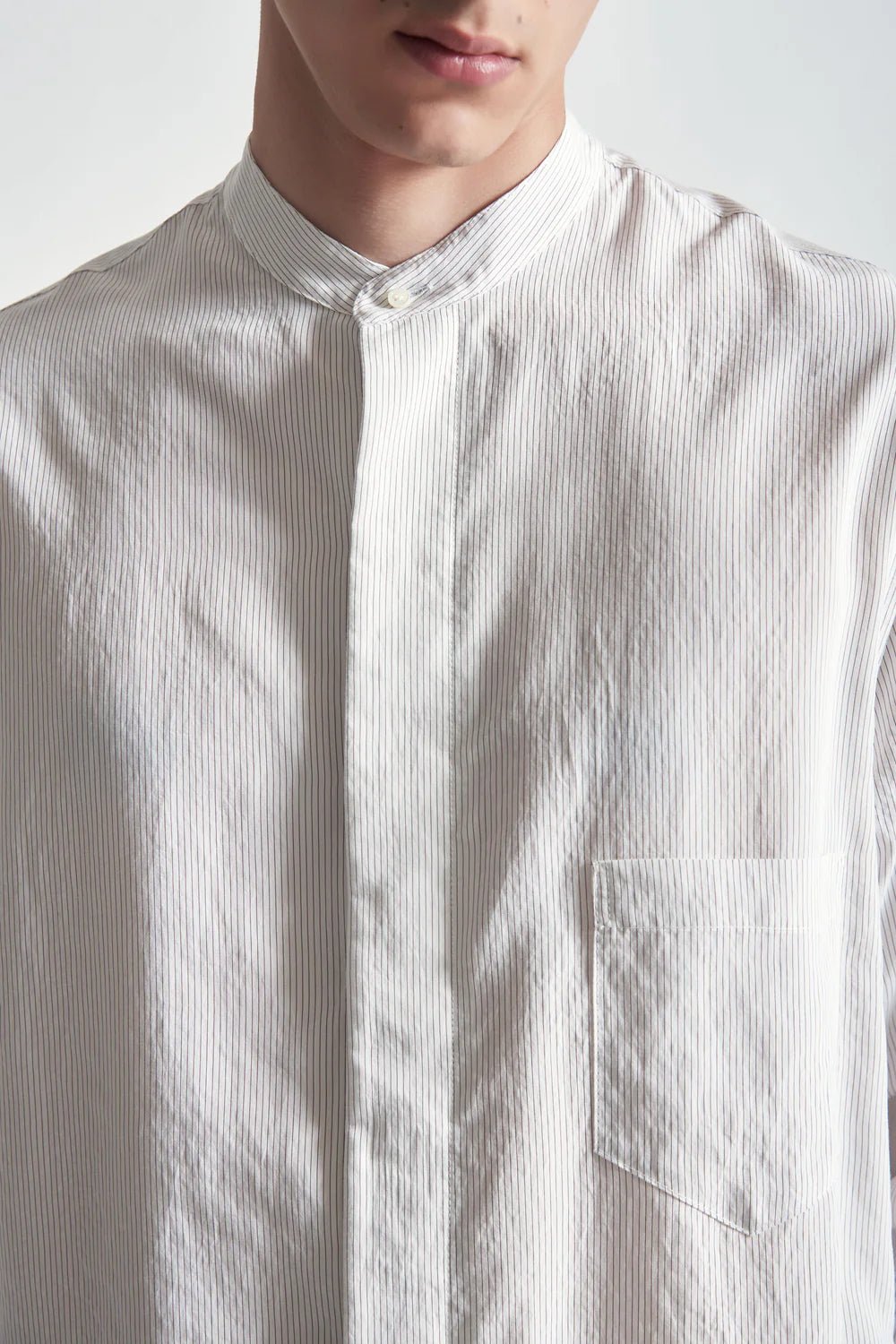 Camicia a righe bianca con collo coreano - YES SHOPCamicieGRIFONIG6AB0038-IT 385718659254771