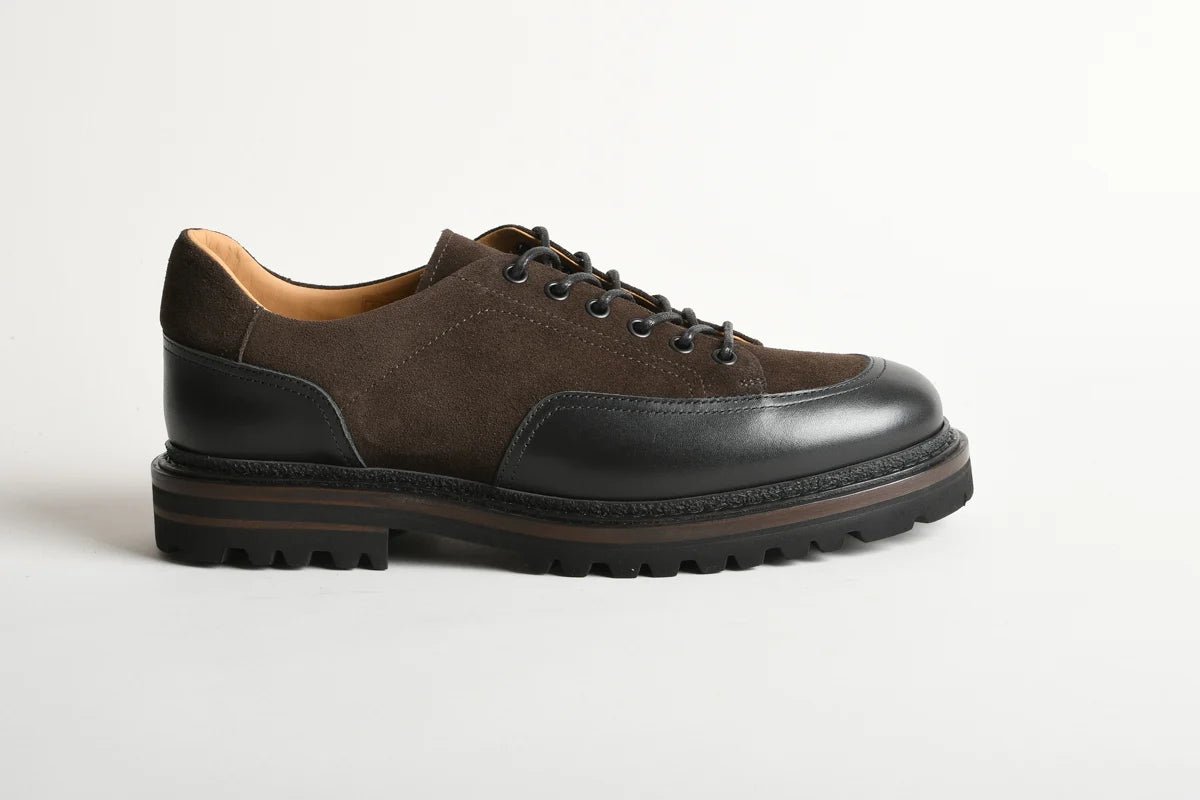 Scarpa stringata in camoscio moro e vitello nero - YES SHOPScarpe elegantiHENDERSON86200.P.0-IT 39