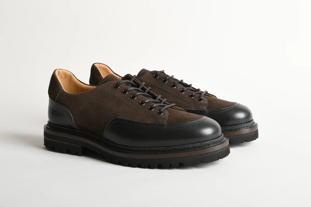 Scarpa stringata in camoscio moro e vitello nero - YES SHOPScarpe elegantiHENDERSON86200.P.0-IT 39