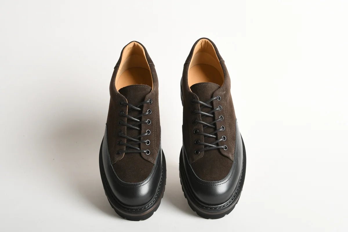 Scarpa stringata in camoscio moro e vitello nero - YES SHOPScarpe elegantiHENDERSON86200.P.0-IT 39