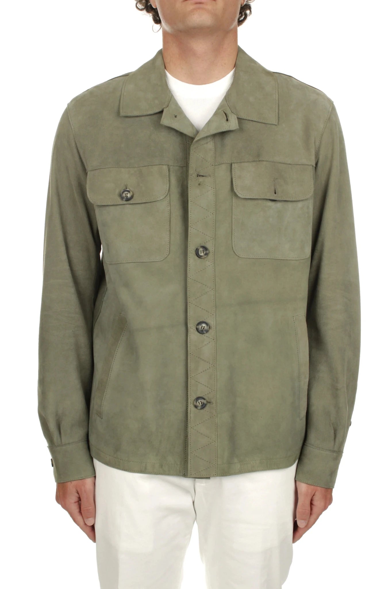 Giacca Overshirt in camoscio muschio - YES SHOPGiubbottiDFOURDF887BIS-CMA-IT 503150697980771