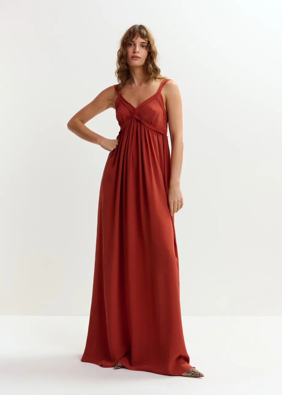 Maxi abito Jacobean mattone stile impero - YES SHOPAbitiESSENTIELJACOBEAN-IT 341290148182771