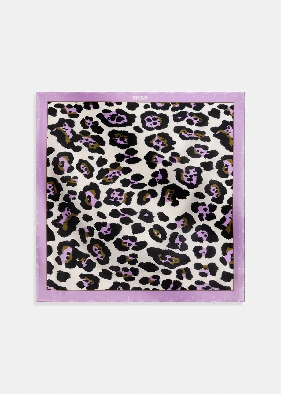 Foulard di seta leopardato con bordo viola a metro da sarta - YES SHOPFoulardESSENTIELJACYNTHIA-Taglia unica1406930233771