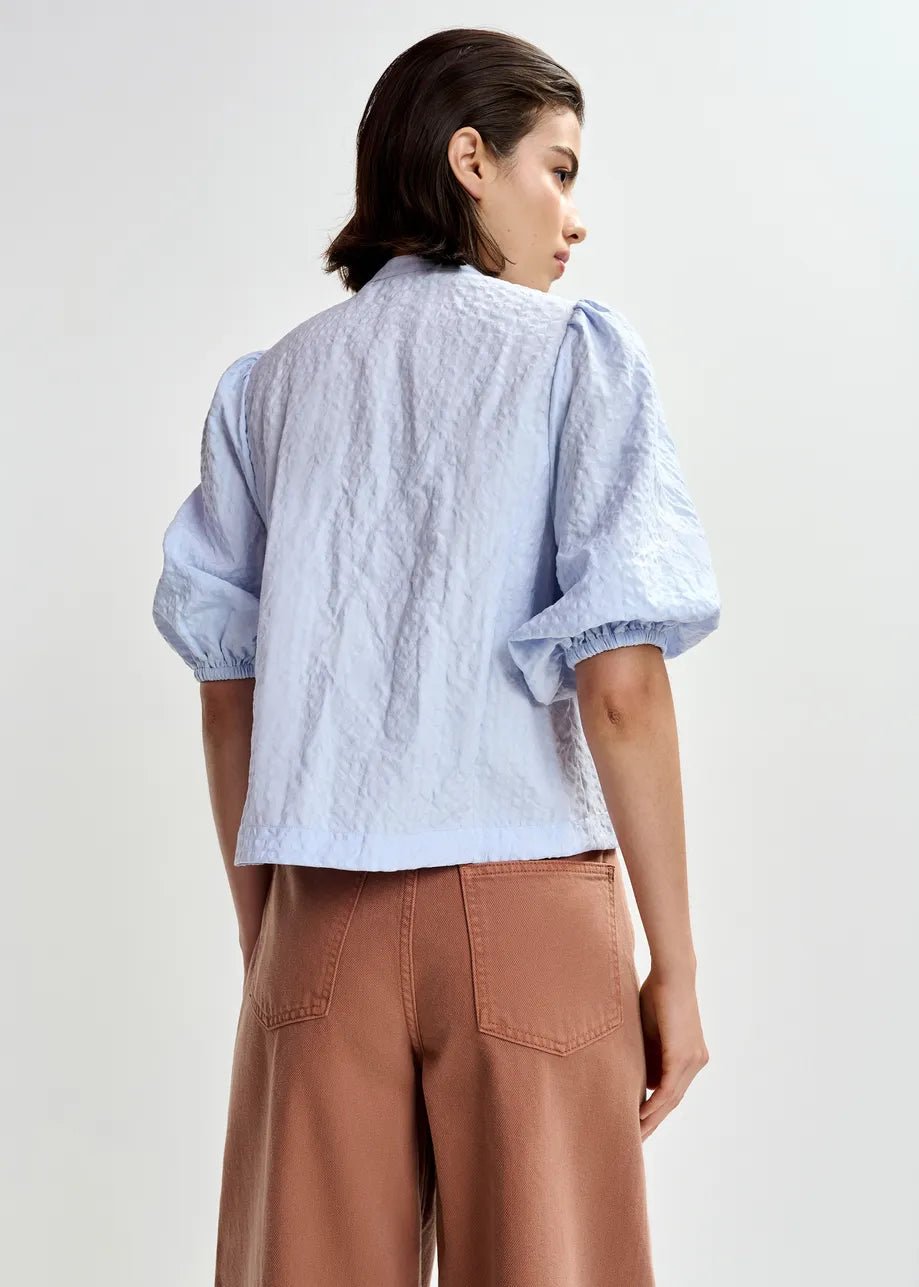 Camicia Jaiden azzurra manica a sbuffo con paillettes motivo fiorato - YES SHOPCamicieESSENTIELJAIDEN-IT 349793157313771
