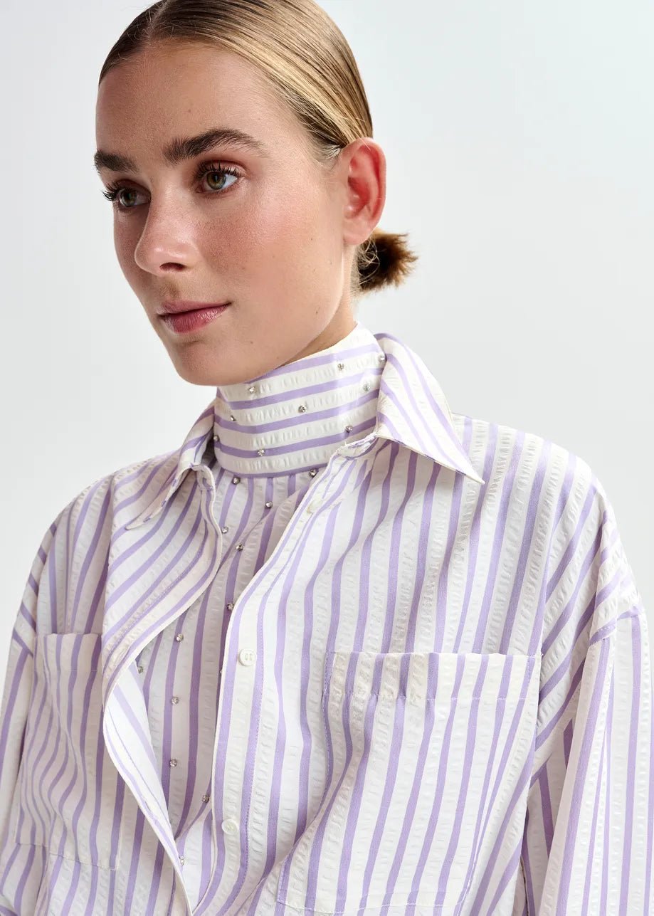 Twinset camicia oversize e top Janna a righe lilla con strass - YES SHOPCamicieESSENTIELJANNA-XXS2770148182771
