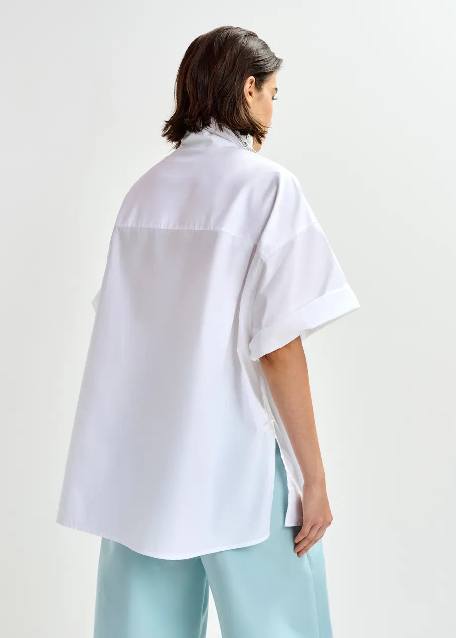 Camicia boxy Jasleen bianca con foulard rimovibile con applicazioni - YES SHOPCamicieESSENTIELJASLEEN-XXS2760148182771