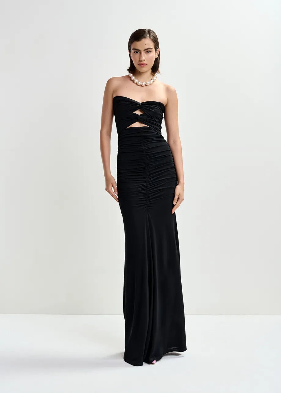 Abito Jeremy nero a sirena drappeggiato con dettagli cut out - YES SHOPAbitiESSENTIELJEREMY-XXS9870148182771