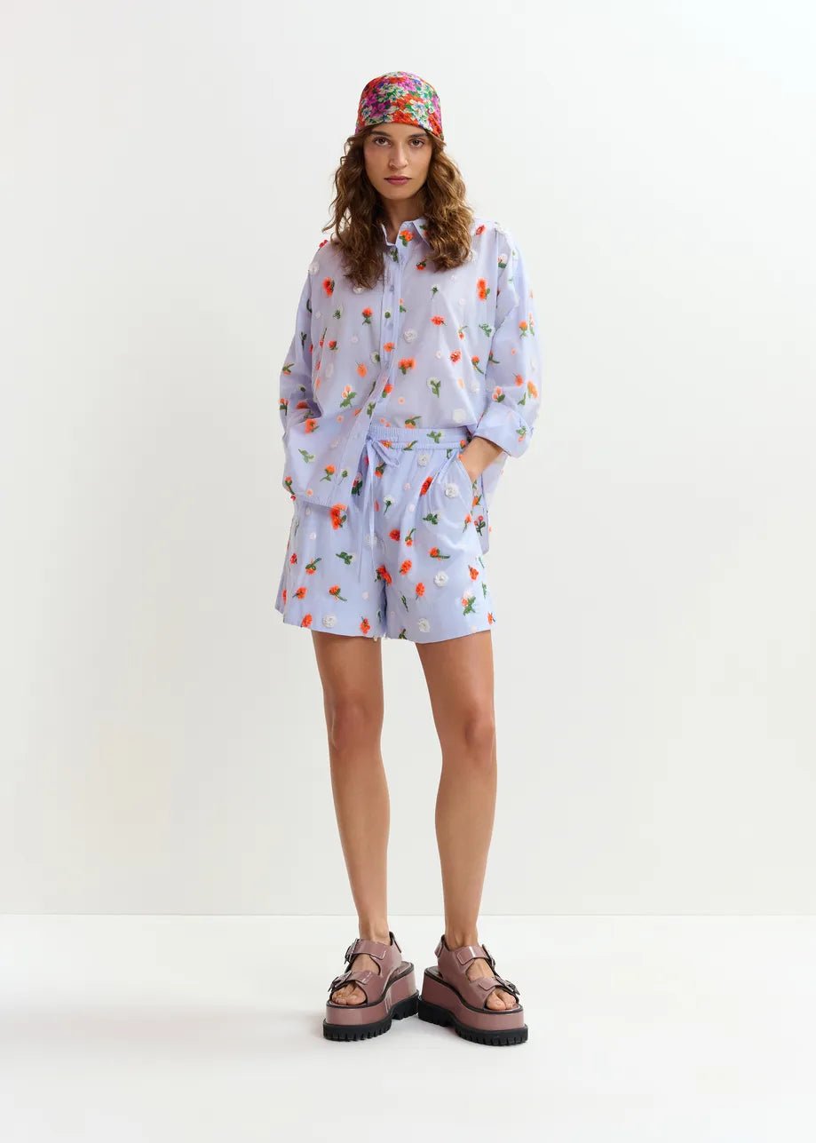 Shorts Jelena azzurro con fiori di paillettes - YES SHOPShortsESSENTIELJELENA-IT 345304157313771