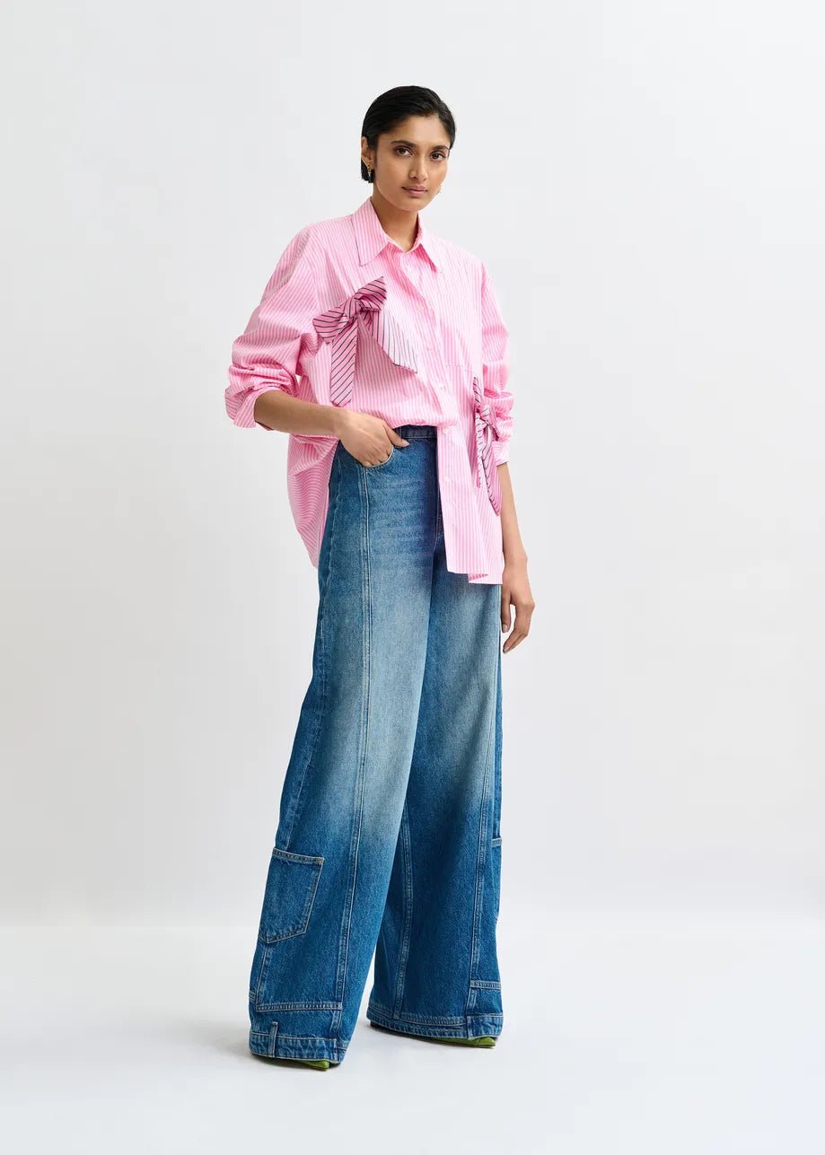 Camicia Jiwi oversize rosa a righe con fiocchi - YES SHOPCamicieESSENTIELJIWI-XXS4950148182771