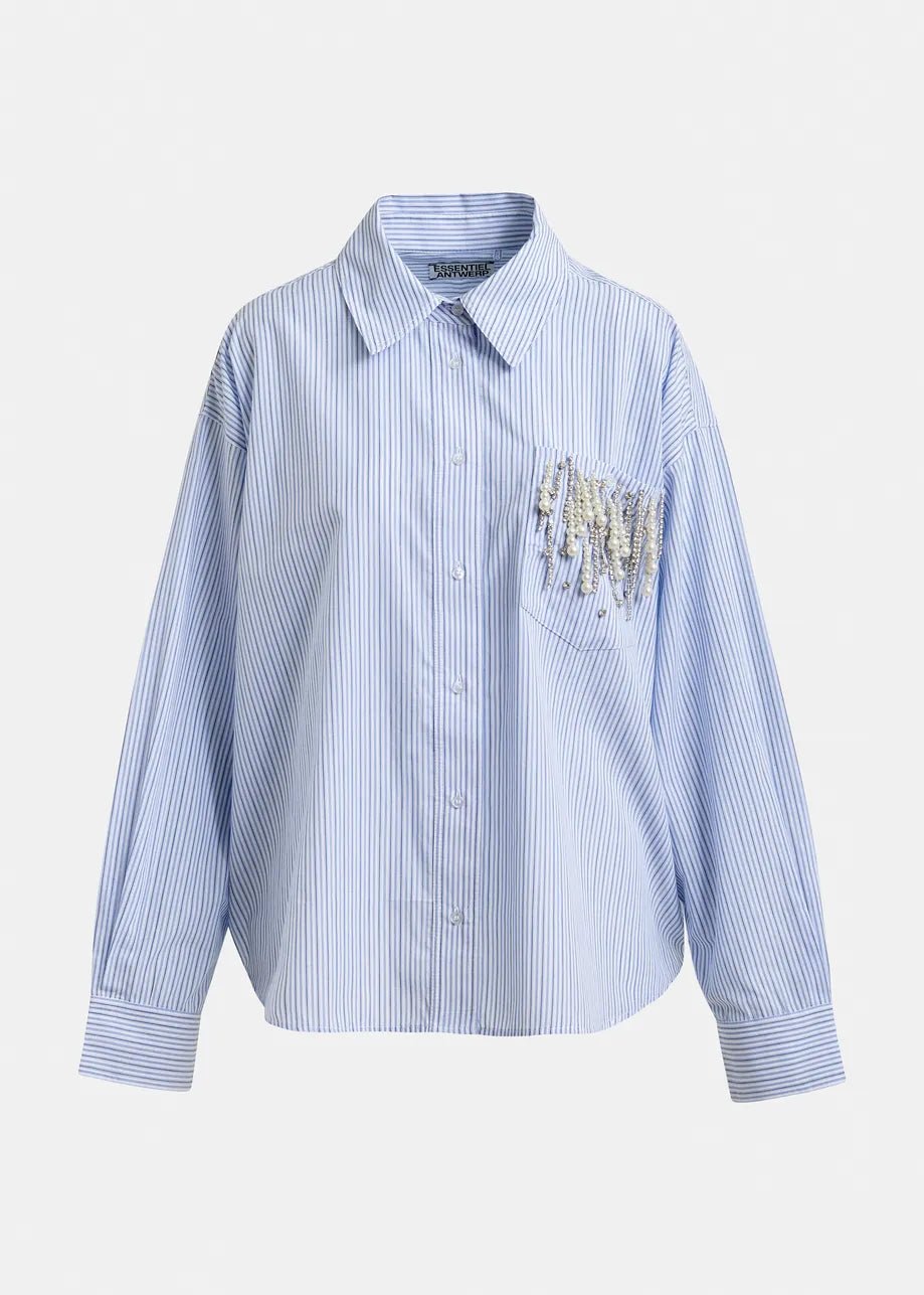 Camicia Jommeke a righe blu con taschino e applicazioni - YES SHOPCamicieESSENTIELJOMMEKE-IT 347993157313771