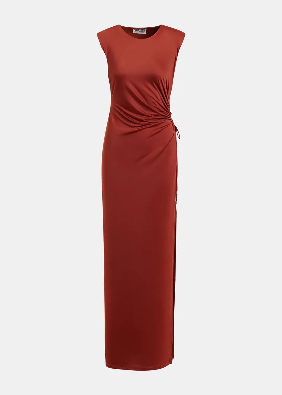 Abito Joye arancio con dettaglio cut out arricciato - YES SHOPAbitiESSENTIELJOYE-XXS