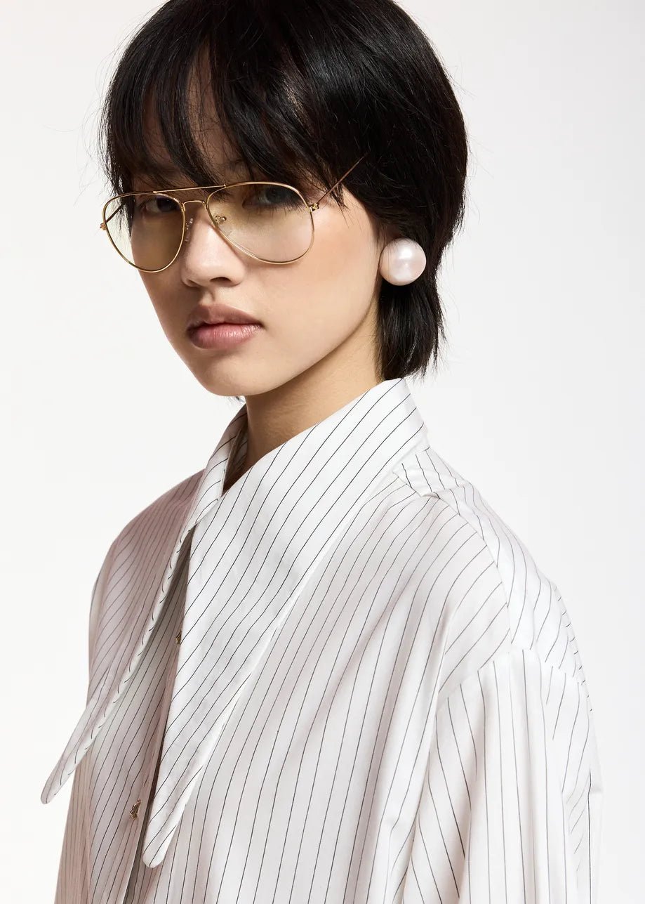 Camicia Kakao panna gessata con collo allungato - YES SHOPCamicieESSENTIELKAKAO-IT 341537892258871