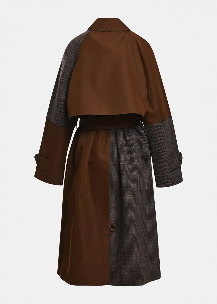 Trench Kagu patchwork marrone e principe di galles - YES SHOPTrenchESSENTIELKAGU-01357892258871