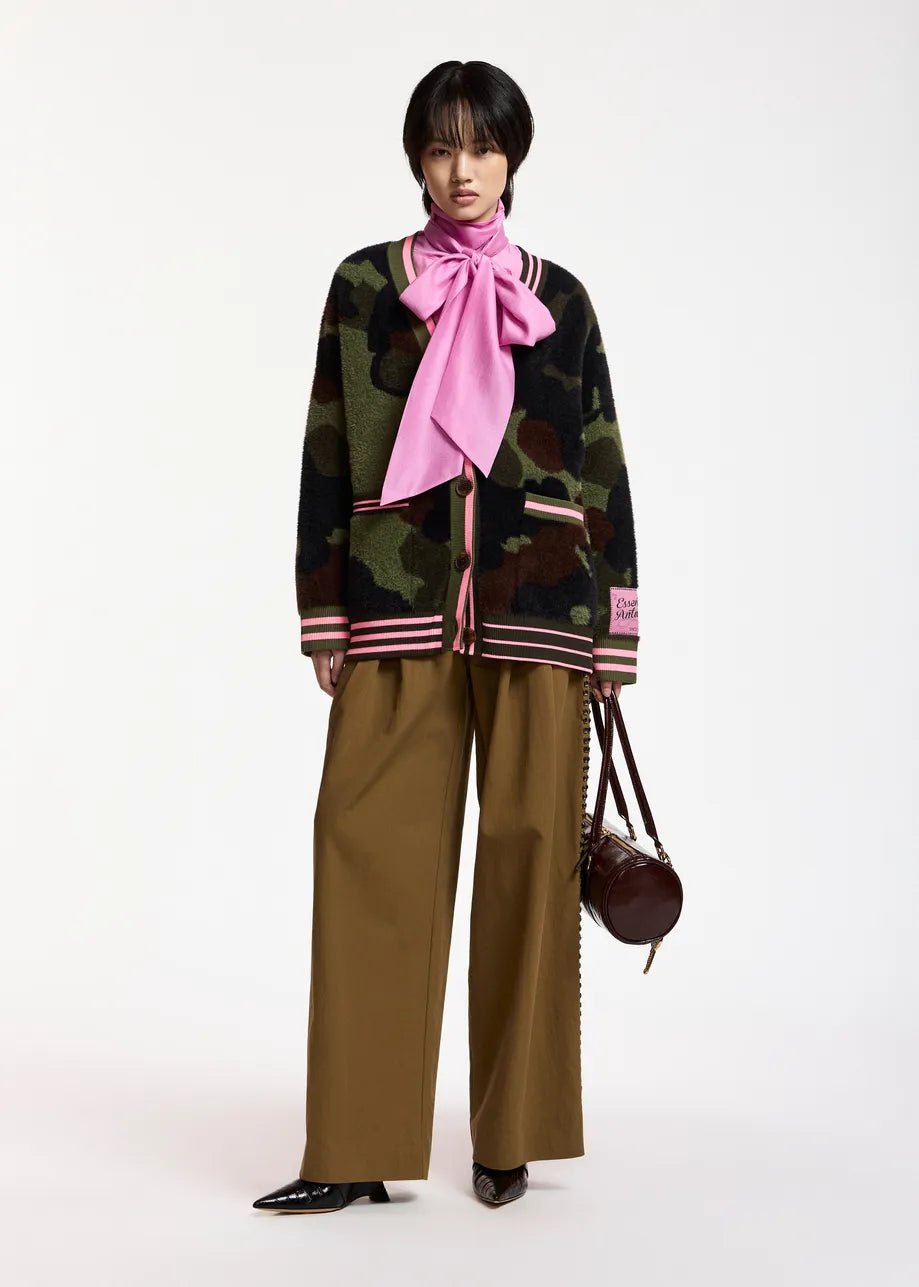 Cardigan Kamoo in jacquard mimetico con dettagli rosa - YES SHOPCardiganESSENTIELKAMOO-01127892258871