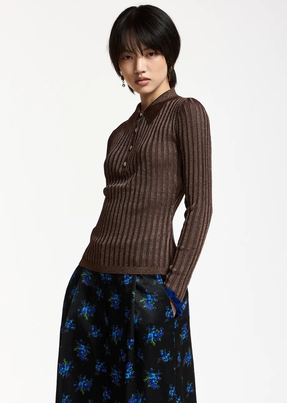 Polo Karan marrone metallizzata a costine - YES SHOPPoloESSENTIELKARAN-07547892258871