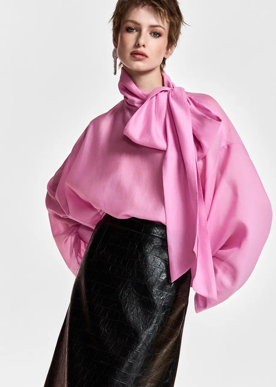 Camicia Karismatic rosa oversize con fiocco - YES SHOPCamicieESSENTIELKARISMATIC-01337892258871