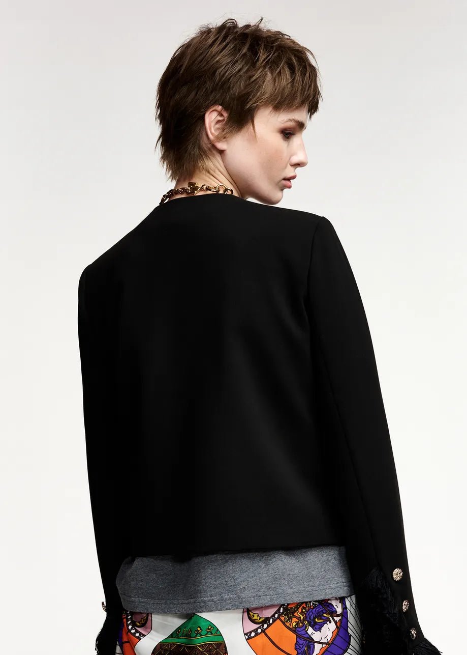 Giacca Kinetic nera con frange e taschini - YES SHOPGiaccheESSENTIELKINETIC-IT 341827892258871