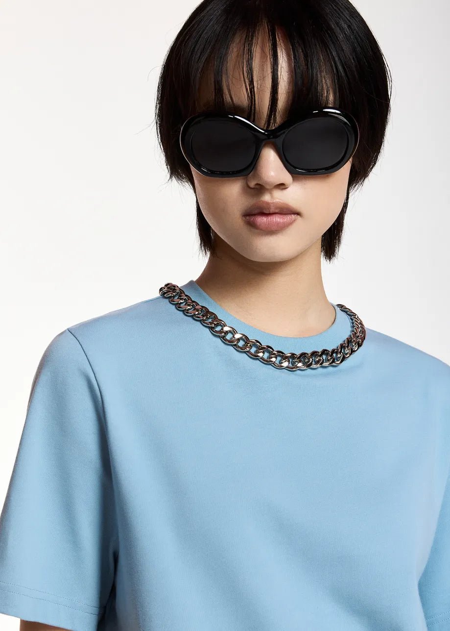 T-shirt Klaim azzurra con catena girocollo - YES SHOPT-shirtESSENTIELKLAIM-03247892258871