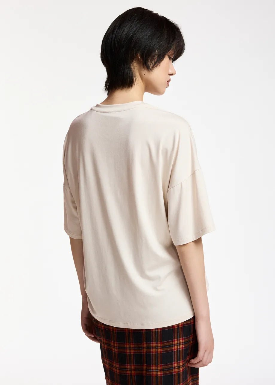 T-shirt Kuba panna drappeggiata con spilla - YES SHOPT-shirtESSENTIELKUBA-6