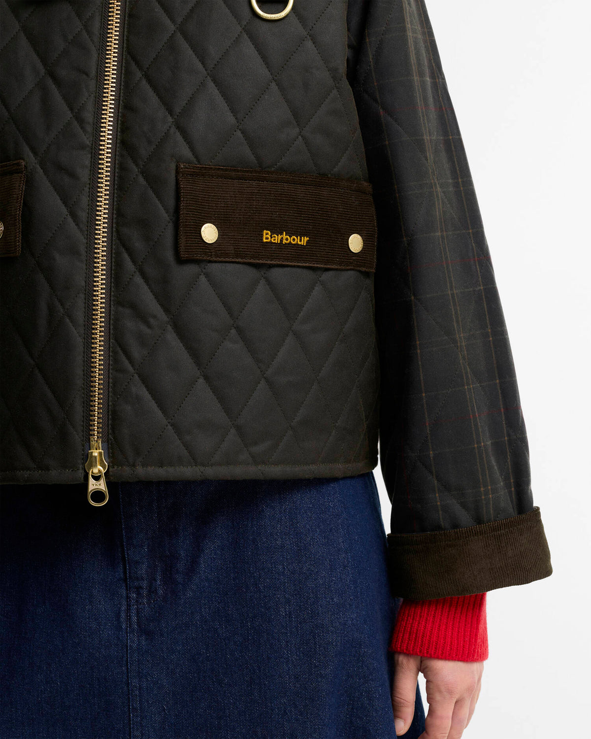 Giacca trapuntata Icon Spay wax vede oliva e maniche tartan - YES SHOPGiaccheBARBOURLWX1597/OL71/ICON-05792596669871