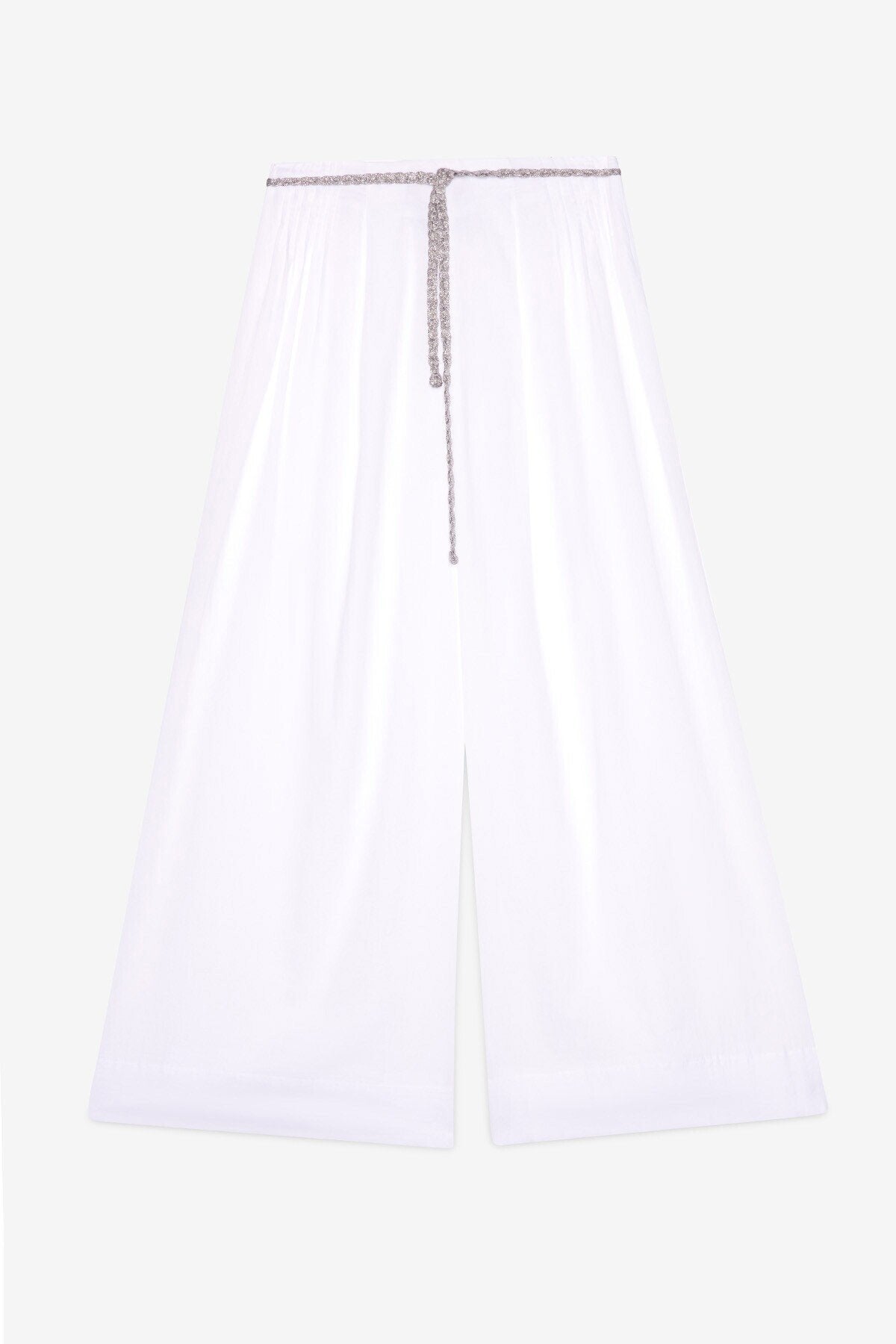 Pantalone ampio bianco in lino con cordoncino laminato in vita - YES SHOPPantaloniOTTOD'AMEDP0012-IT 341340811323771