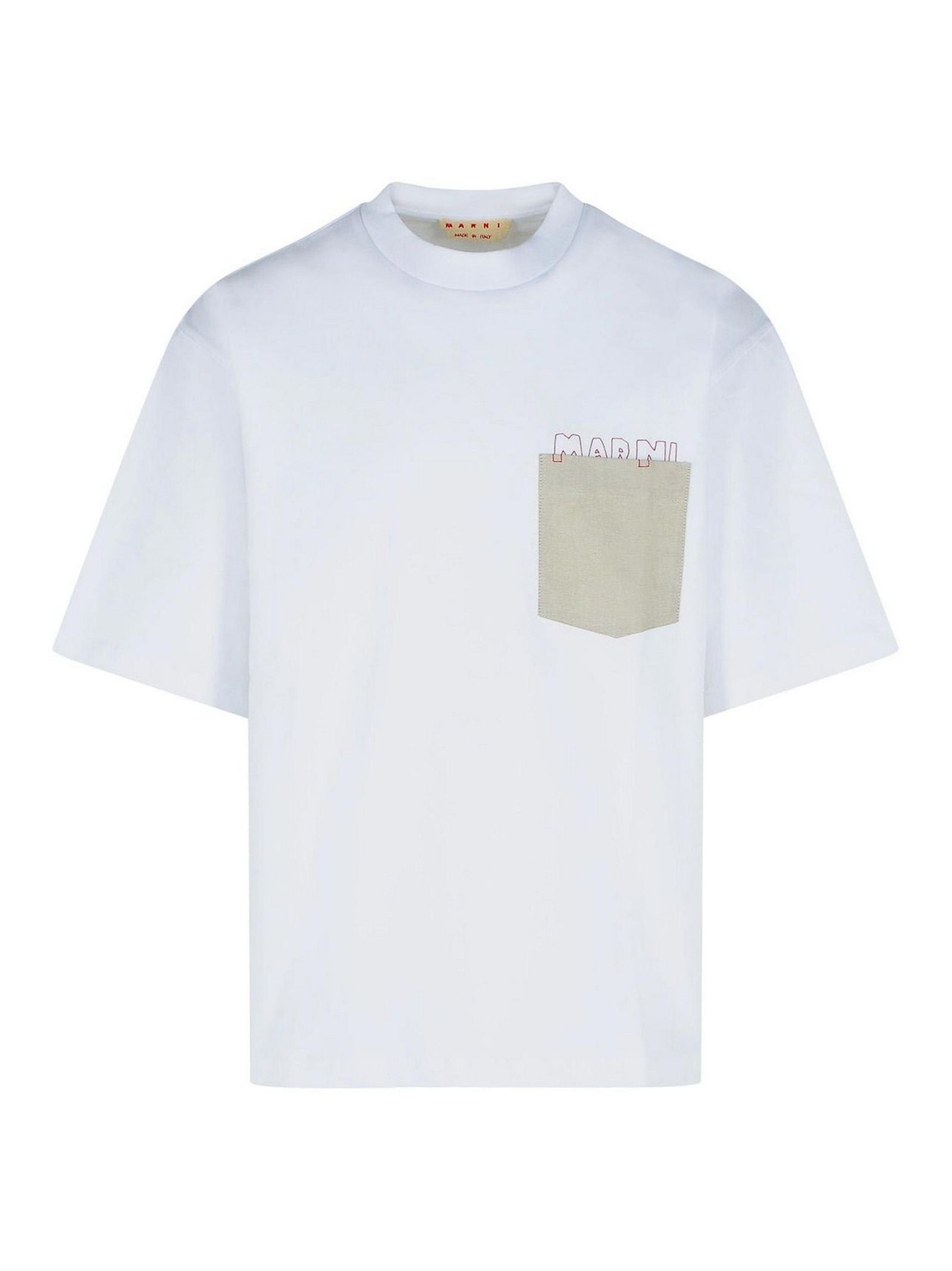 T-shirt bianca con taschino e logo - YES SHOPT-shirtMARNIHUMU0352QSUTC40600W01-IT 429961331776771