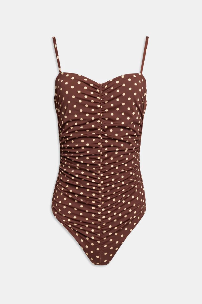 Costume intero marone polka dots con arricci - YES SHOPCostumi da bagnoWEILI ZHENGS26BC04-XXS7577248182771