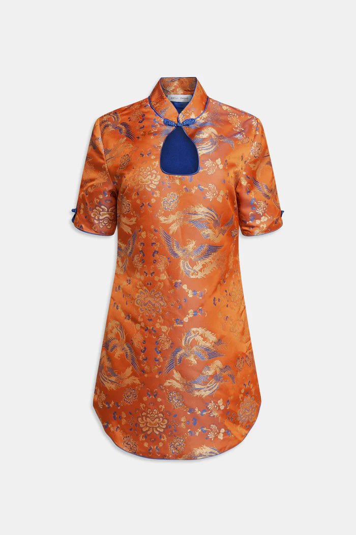 Abito Quipao arancio in broccato orientale - YES SHOPAbitiWEILI ZHENGS26DC12-XXS