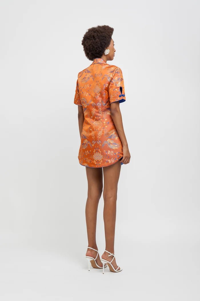 Abito Quipao arancio in broccato orientale - YES SHOPAbitiWEILI ZHENGS26DC12-XXS
