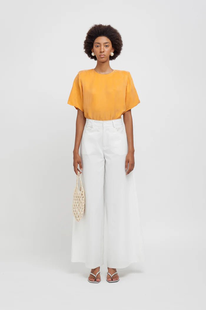 Pantalone in canvas di cotone bianco wide leg - YES SHOPPantaloniWEILI ZHENGS26PL01-XXS