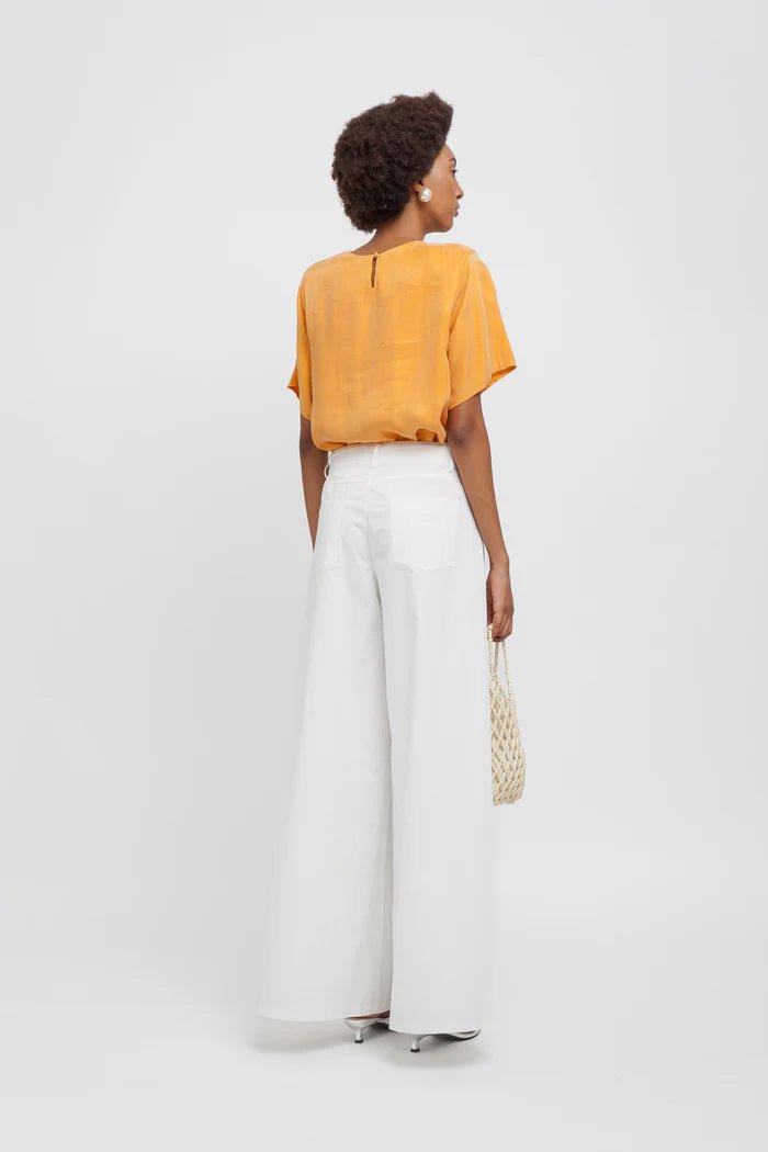 Pantalone in canvas di cotone bianco wide leg - YES SHOPPantaloniWEILI ZHENGS26PL01-XXS