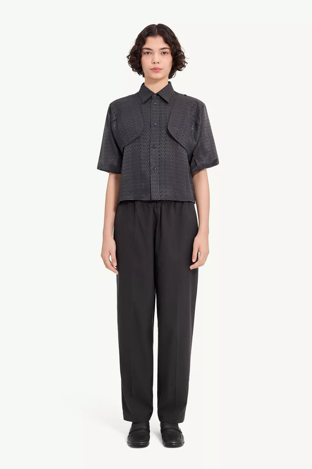 Camicia MM6 crop in viscosa nera graffiti - YES SHOPCamicieMM6 MAISON MARGIELAS52DT0044-IT 38/40