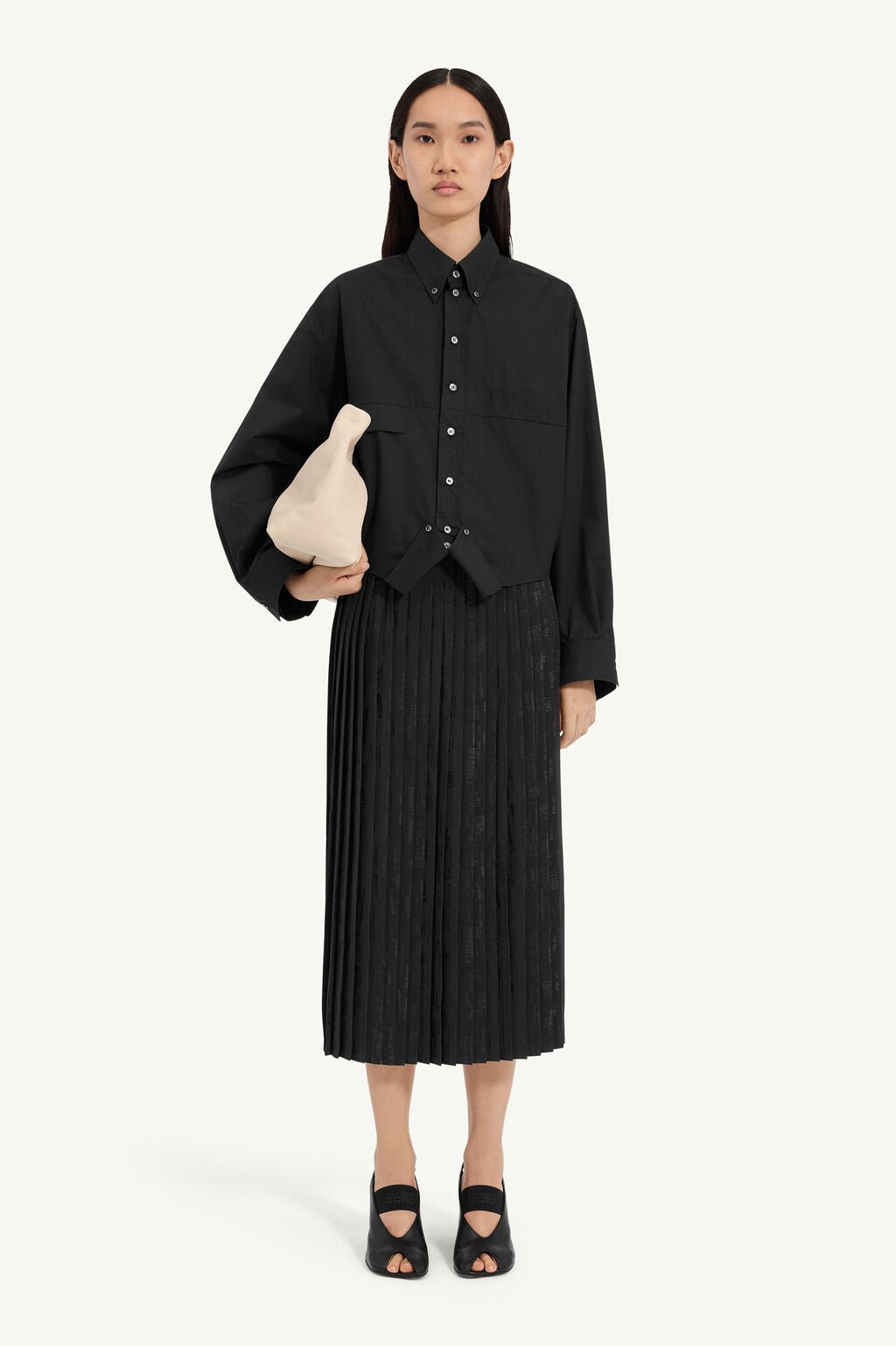 Camicia in cotone effetto speculare MM6 nera - YES SHOPCamicieMM6 MAISON MARGIELAS52DT0058M35256/899-IT 347954118162771