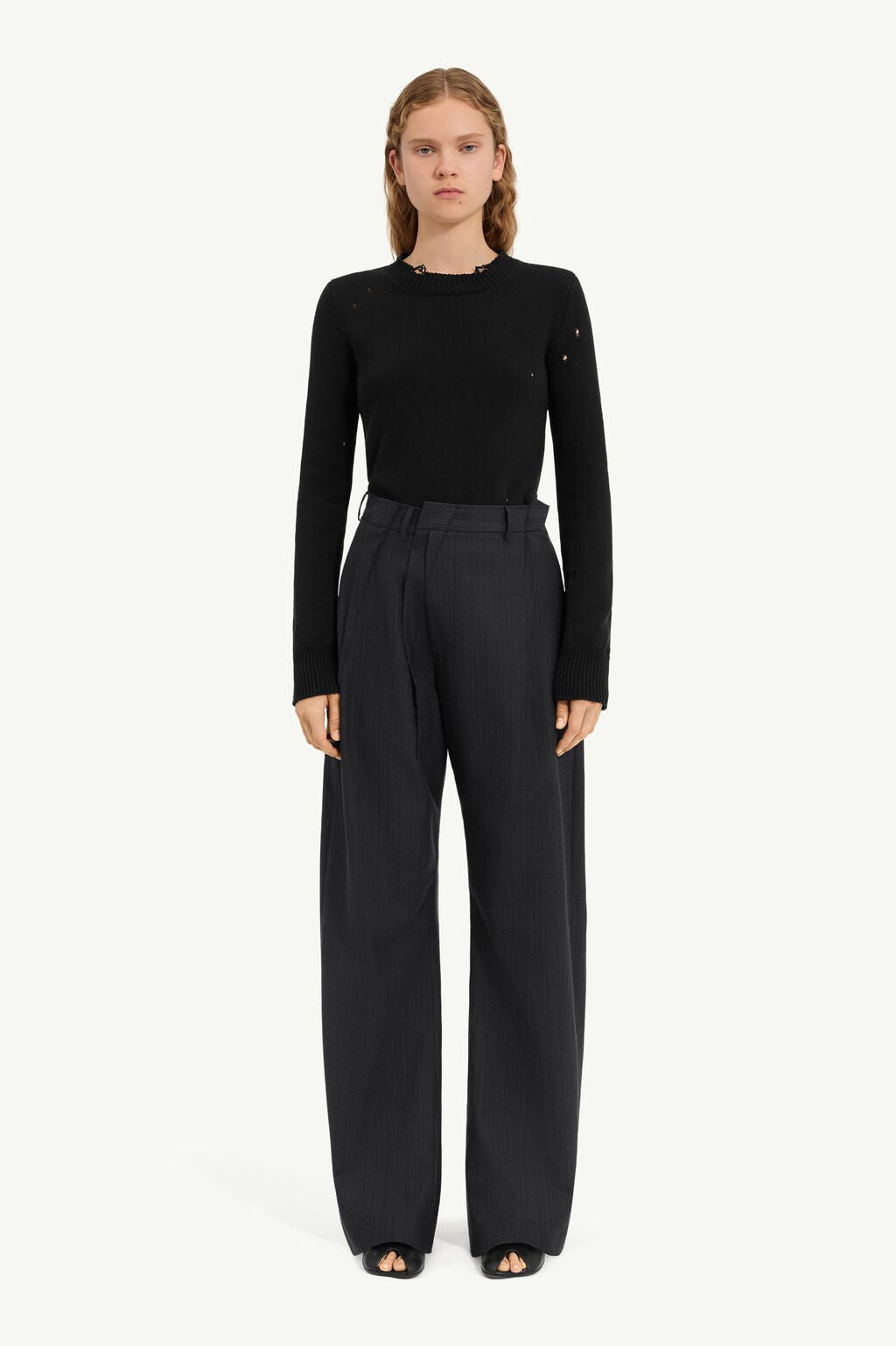 Pantalone in lana con pinces e doppia patta retro MM6 grigio scuro - YES SHOPPantaloniMM6 MAISON MARGIELAS52KA0564M35743/001F-IT 348554118162771