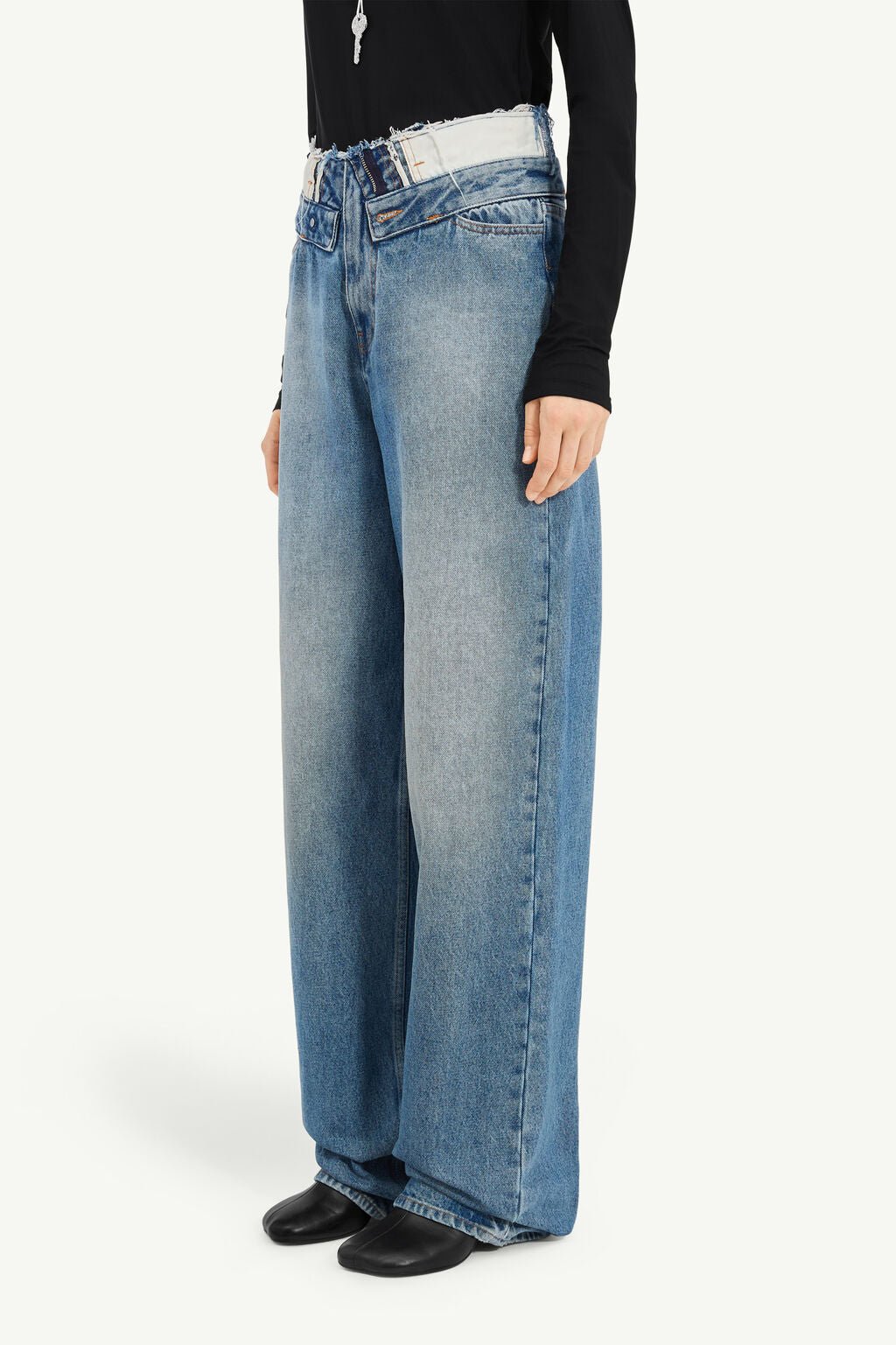 Jeans gamba dritta con risvolto in vita MM6 denim - YES SHOPJeansMM6 MAISON MARGIELAS52LA0271M30058/965-W242264118162771