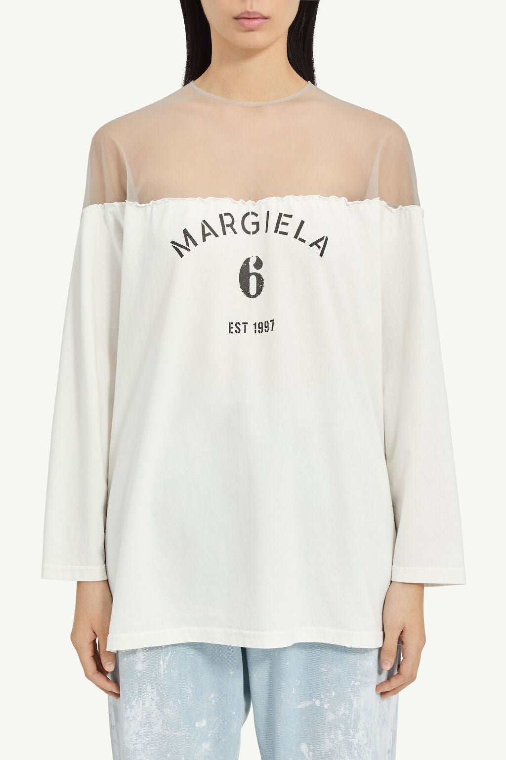 T-shirt MM6 bianca con taglio trasparente bianco - YES SHOPT-shirtMM6 MAISON MARGIELAS626D0213/M35887-XXS4585549676771