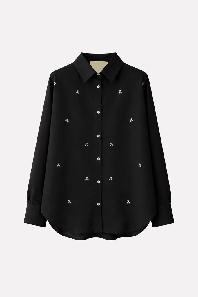 Camicia oversize nera con applicazioni - YES SHOPCamicieA PAPER KIDS6PKWOSI153-IT 341855448182771