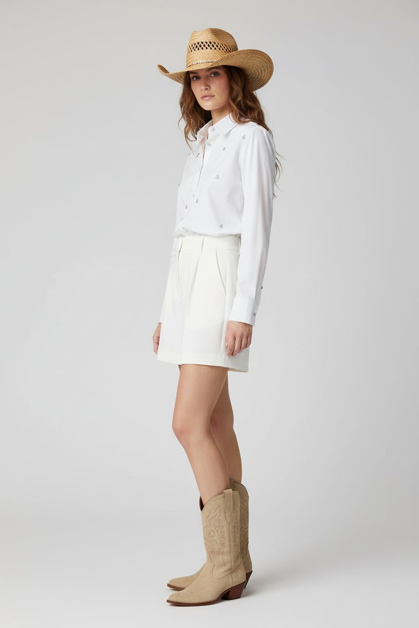Camicia oversize bianca con applicazioni - YES SHOPCamicieA PAPER KIDS6PKWOSI153-IT 343655448182771