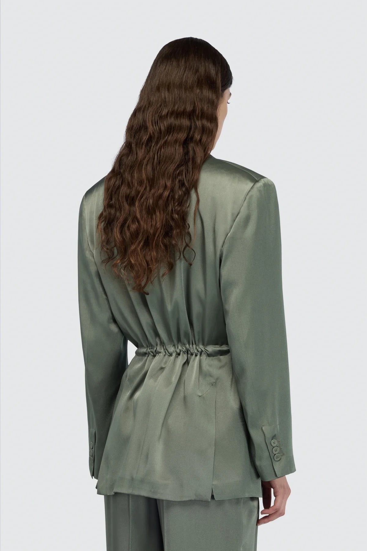 Giacca Marta verde satin monopetto - YES SHOPGiaccheSEMICOUTUREY6SM22-IT 344299908162771