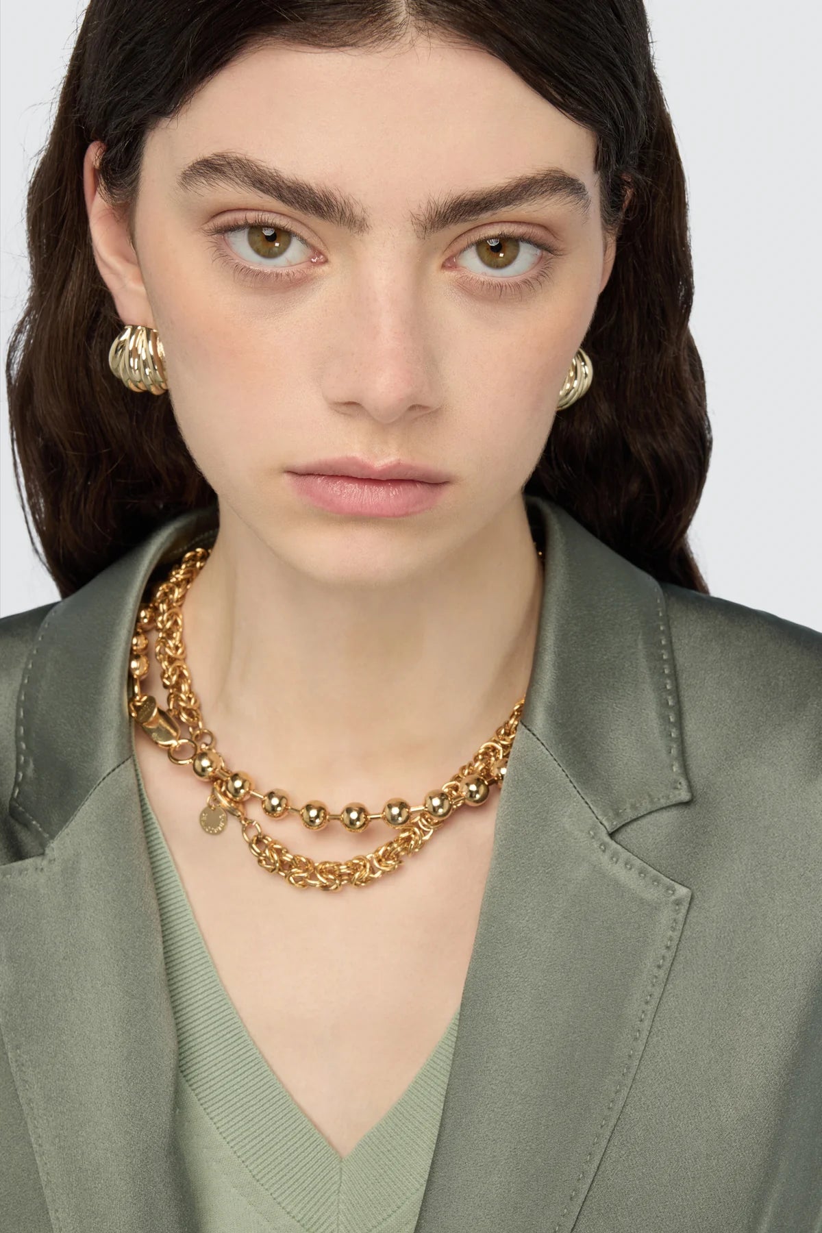 Giacca Marta verde satin monopetto - YES SHOPGiaccheSEMICOUTUREY6SM22-IT 344299908162771