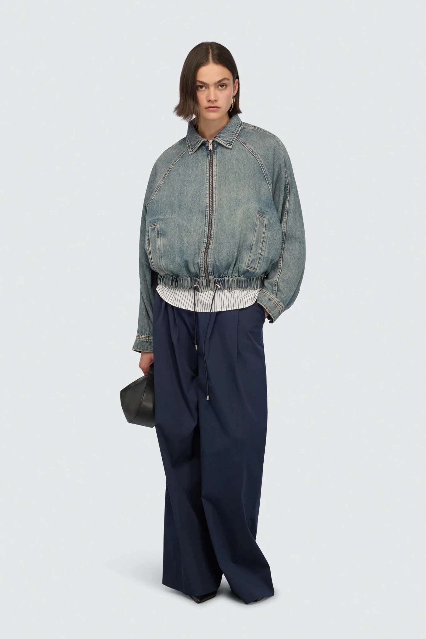 Bomber Conchita in denim con zip e coulisse sul fondo - YES SHOPGiubbottiSEMICOUTUREY6SY30-IT 349799908162771