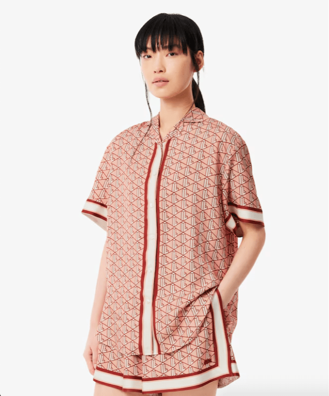 Camicia oversize con stampa monogramma - YES SHOPCamicieLACOSTECF0495-IT 34