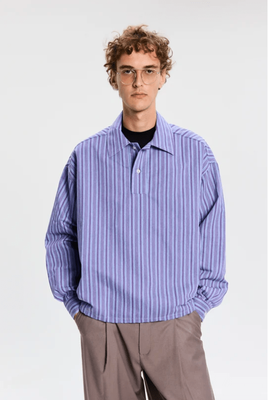 Camicia over a righe bicolor viola e blu - YES SHOPCamicieBONSAISH002001-XXS3669954952971
