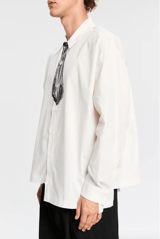 Camicia bianca asimettrica con cravatta - YES SHOPCamicieBONSAISH005-XXS3469954952971