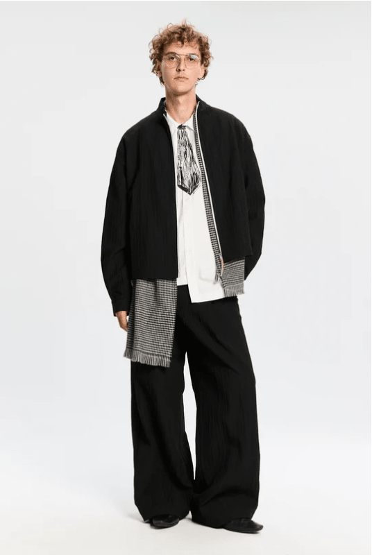 Camicia nera con zip effetto stropicciato - YES SHOPCamicieBONSAISH001001-XXS4269954952971