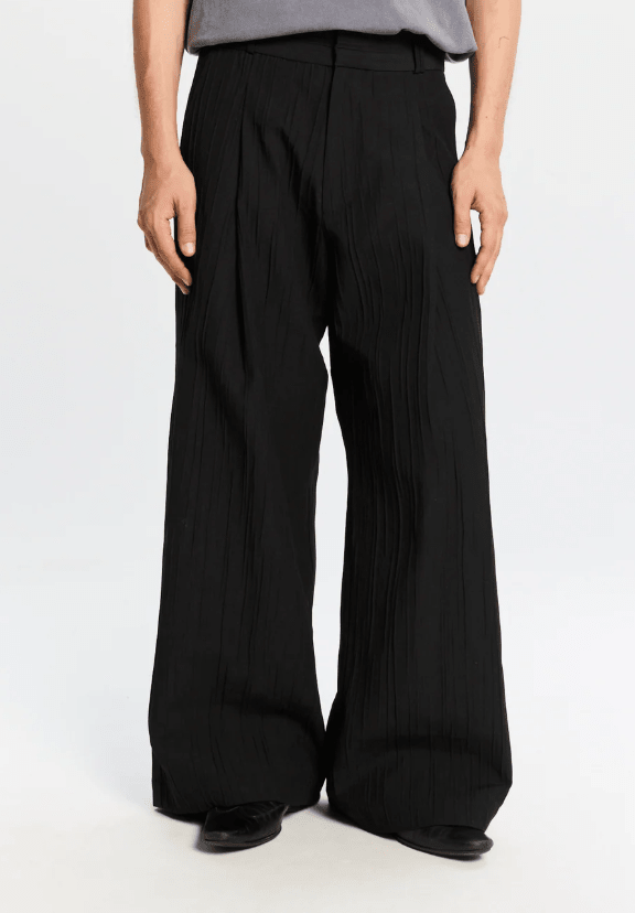 Pantalone nero loose fit effetto stropicciato - YES SHOPPantaloniBONSAIPT016V2-XXS