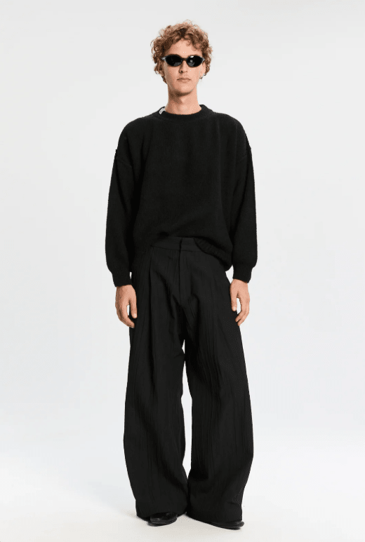 Pantalone nero loose fit effetto stropicciato - YES SHOPPantaloniBONSAIPT016V2-XXS